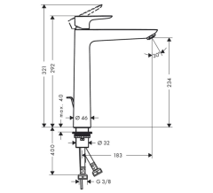 Hansgrohe Talis E 240 Parlak Siyah Lavabo bataryası