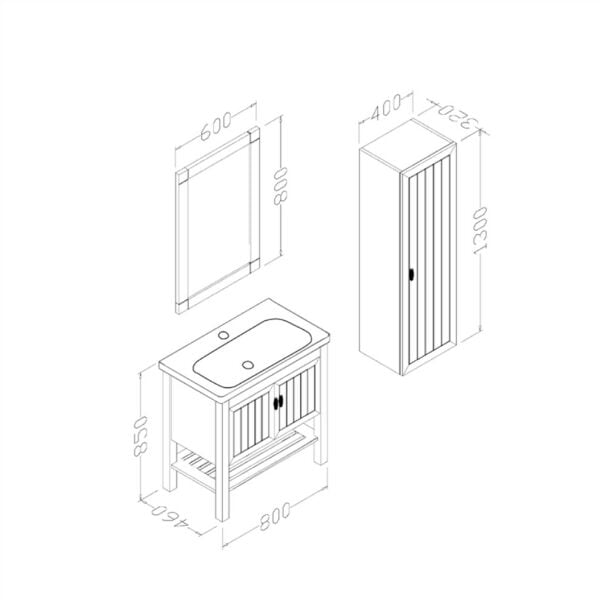 Aquanil Helen 80 cm  Banyo Dolabı Beyaz