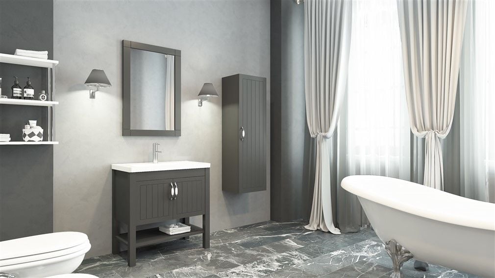 Aquanil Helen 80 cm  Banyo Dolabı Antrasit