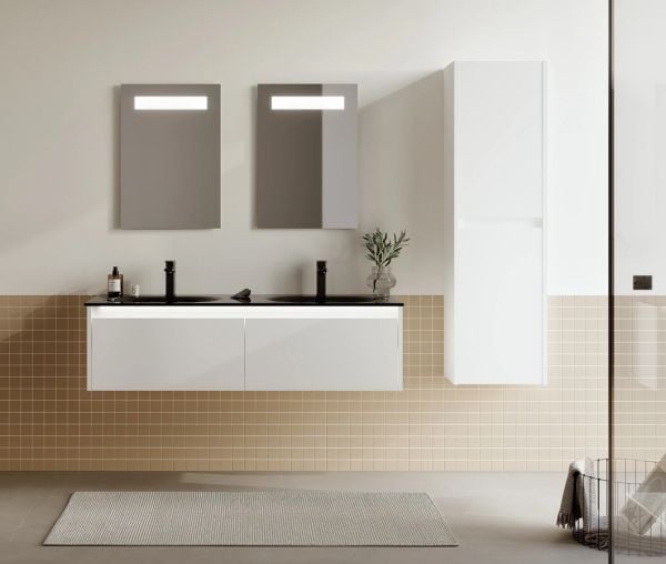 Orka Lisbon 132 cm Mat Beyaz Banyo Dolabı