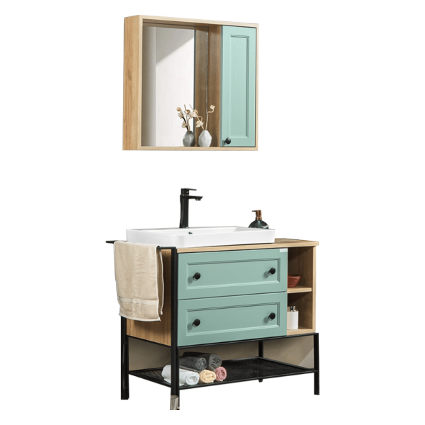 Bagnora Practical Mint Yeşil 96 cm Mdf Banyo Dolabı