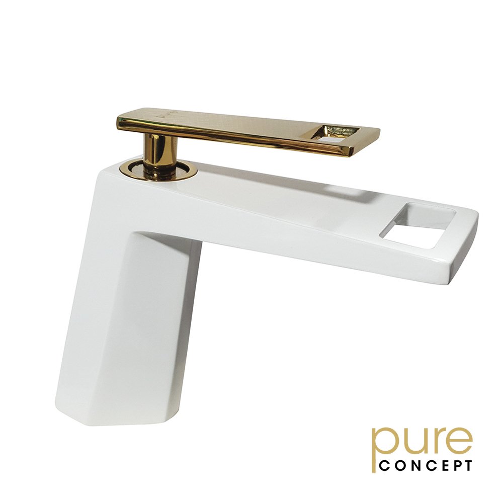 Pure Concept Waterfall Beyaz Altın Sarı WG-223 Lavabo Bataryası