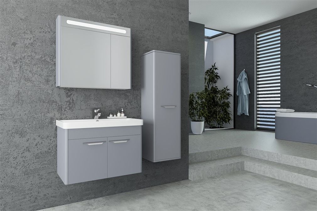 Aquanil Mauna 80 cm  Banyo Dolabı Gri