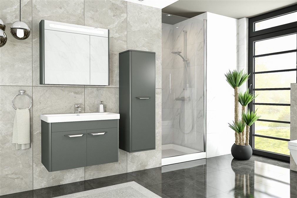 Aquanil Mauna 80 cm  Banyo Dolabı Antrasit