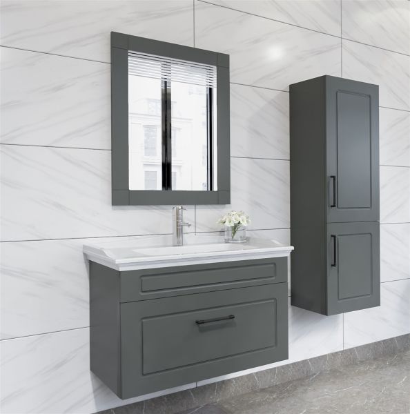 Aquanil Monaco 80 cm Antrasit Banyo Dolabı