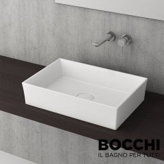 BOCCHI Vessel  Dikdörtgen Tezgah Üstü Lavabo, 55 cm Mat-Beyaz