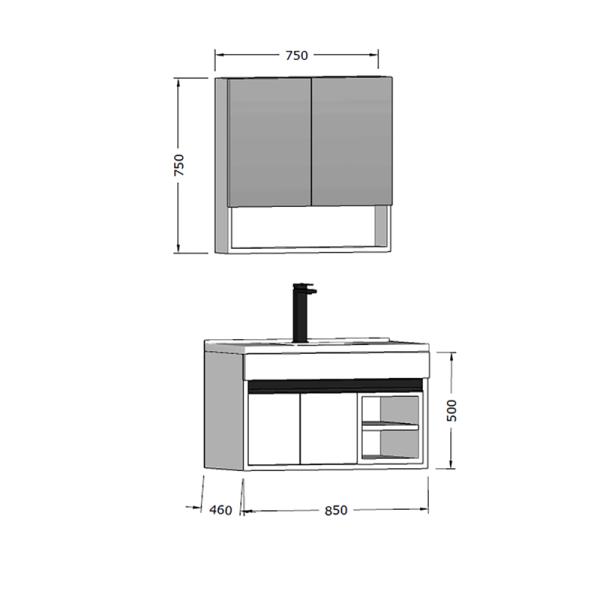 Bagnora Salice 85 cm Beyaz Banyo Dolabı