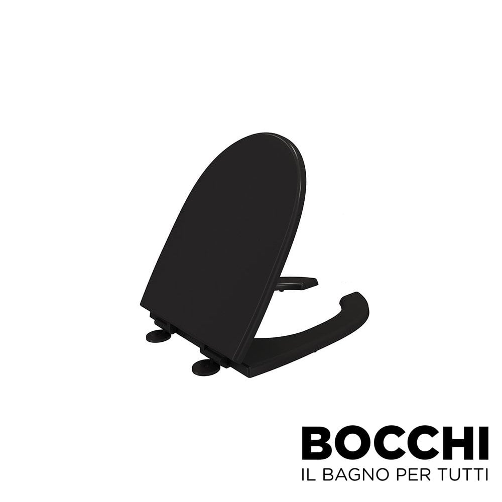 BOCCHI Bedensel Engelli Önü Açık Klozet Kapağı -Parlak Siyah
