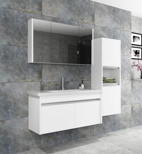 Aquanil Begonya 100 cm Beyaz Banyo Dolabı