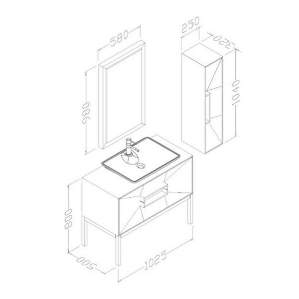 Aquanil Omente 100 cm Siyah Banyo Dolabı