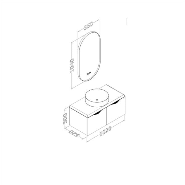 Aquanil Bellisimo 100 cm Antrasit Kayın Banyo Dolabı