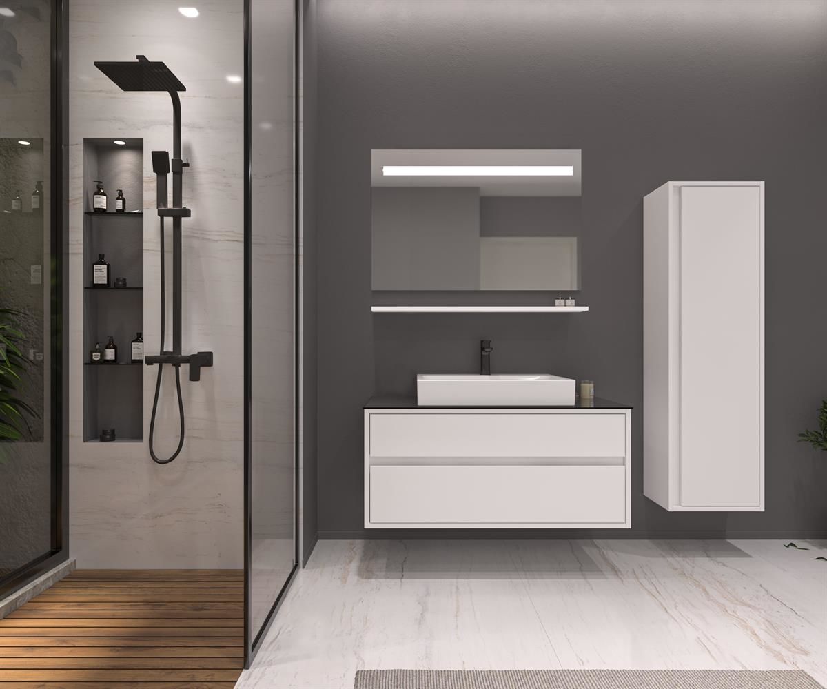 Orka Verona 120 cm  Beyaz Banyo Dolabı