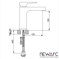 NEWARC Aqua Lavabo Bataryası - Siyah/Altın