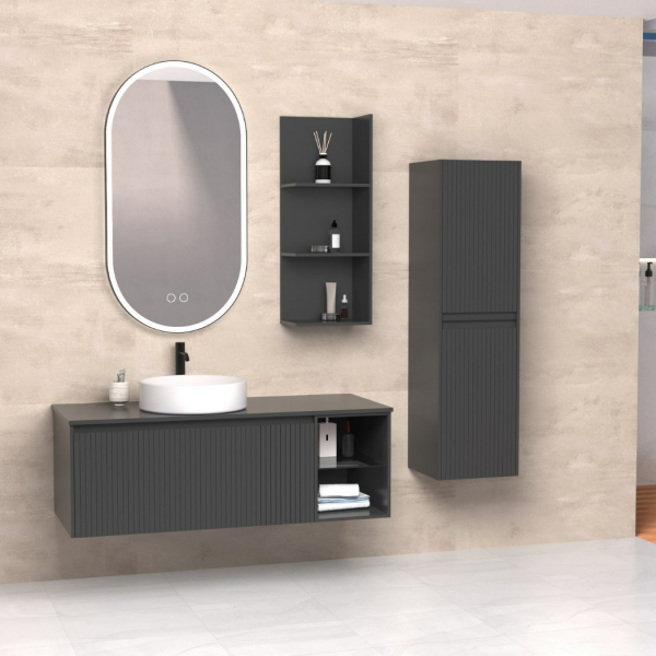 Aquanil Almonde 120 cm Antrasit Banyo Dolabı