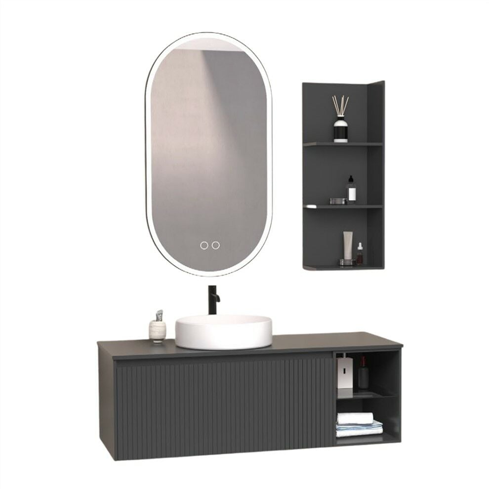 Aquanil Almonde 120 cm Antrasit Banyo Dolabı