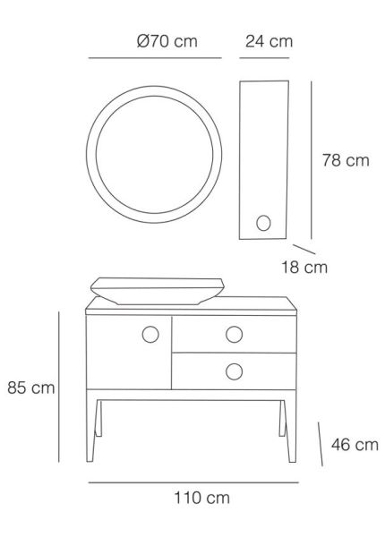 Fym Olina Banyo Dolabı 110 Cm Masif Siyah