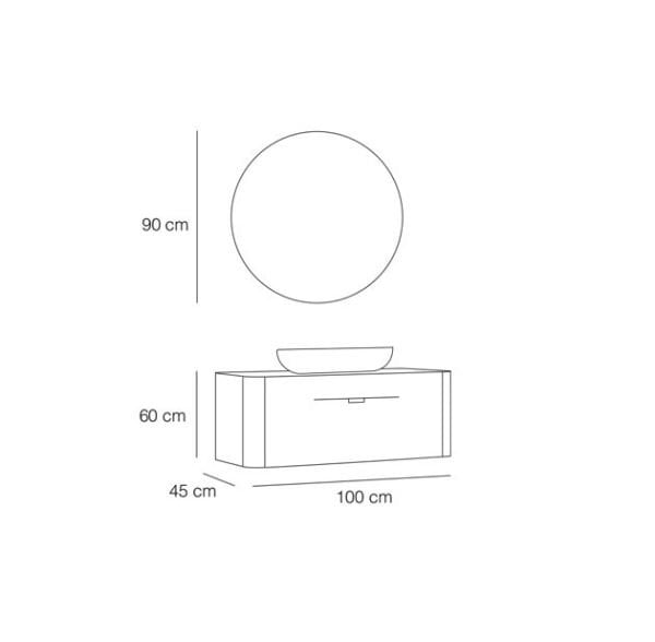 FYM Valentina 100 cm Banyo Dolabı Beyaz, Antrasit