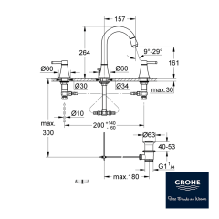 Grohe Grandera 3 Delikli Lavabo Bataryası 1/2 M-Boyut