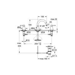 Grohe Grandera 3 Delikli Lavabo Bataryası 1/2 S-Boyut Krom