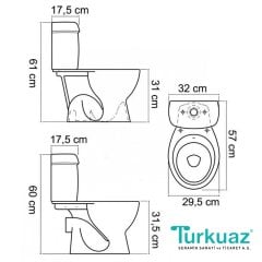 Turkuaz  Çocuk Klozeti Alttan Çıkışlı