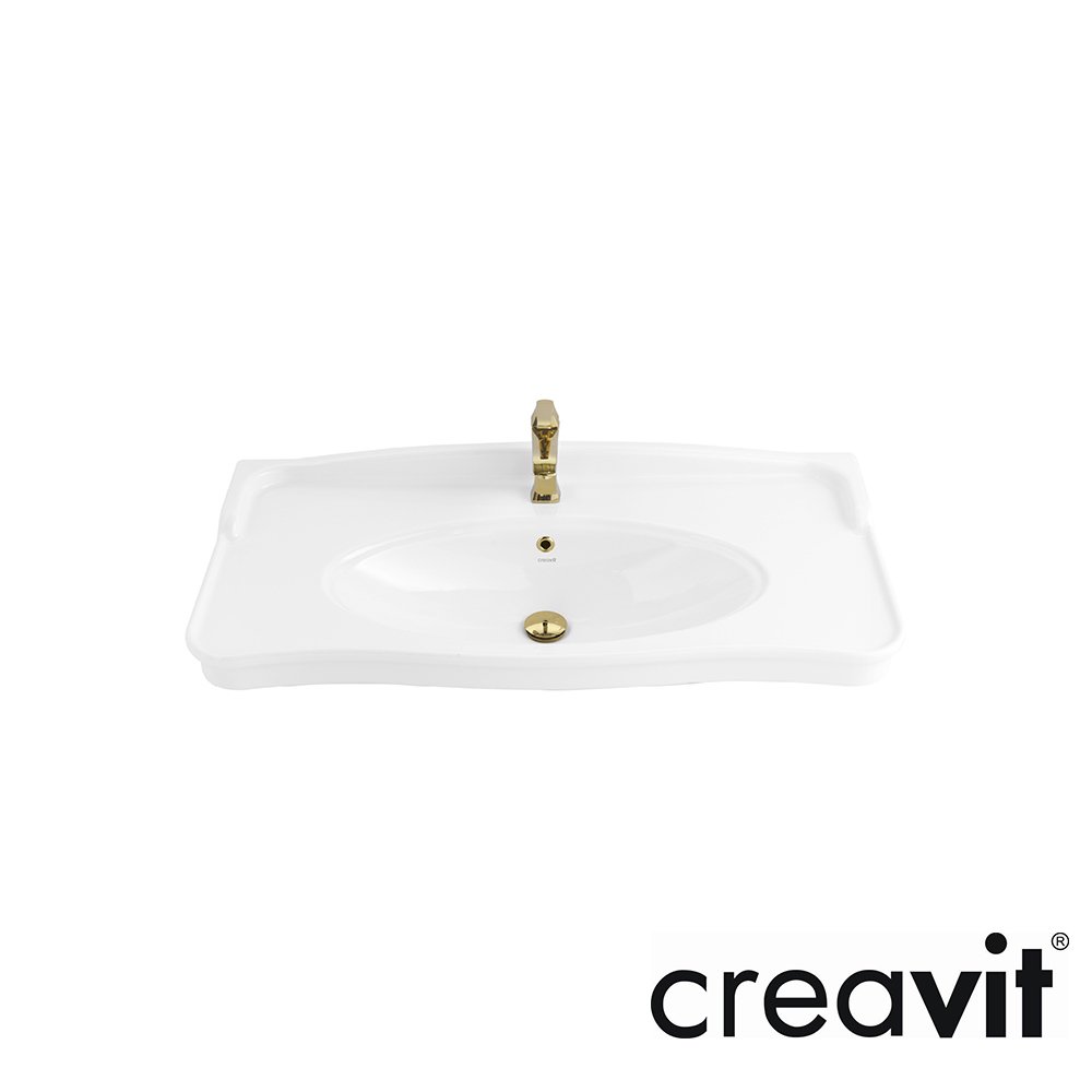 CREAVİT Antik 50x100 cm Lavabo + Tam Ayak (2 adet) Beyaz