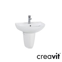 CREAVİT 40x50 cm Lavabo, Yarım Ayak