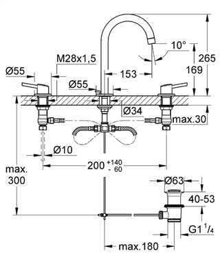 GROHE CONCETTO 3 DELİKLİ LAVABO BATARYASI L-BOYUT