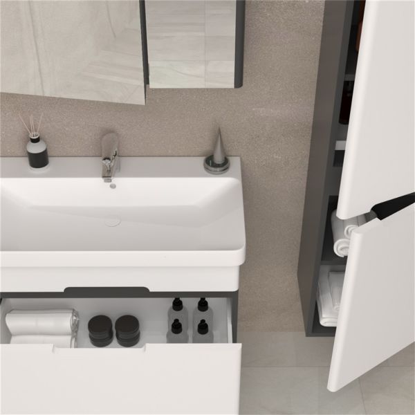 Aquanil Olimpia 80 cm Antrasit-Beyaz Banyo Dolabı