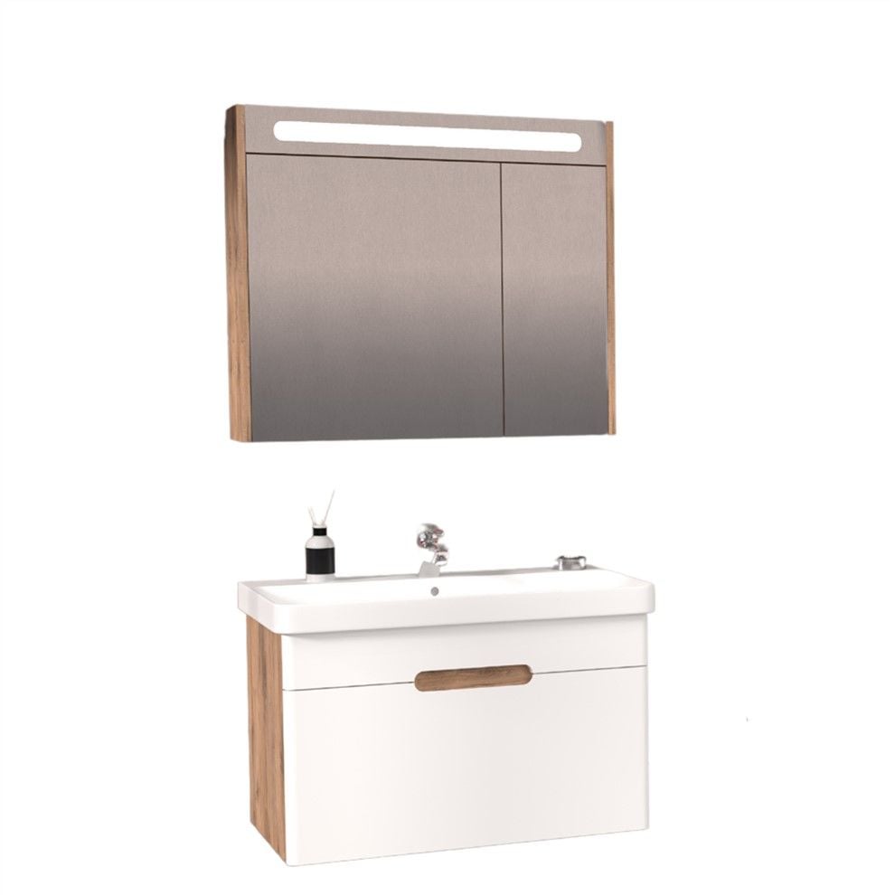 Aquanil Olimpia 80 cm Dorado-Beyaz Banyo Dolabı