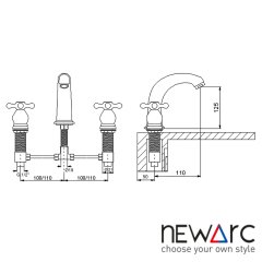 NEWARC Nostalgıc 3 Delikli Lavabo Bataryası