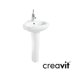 CREAVİT Vitroya 45x45 cm Köşe Lavabo, Vitroya Tam Ayak