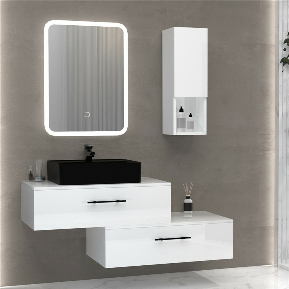 Aquanil Firenze 135 cm  Banyo Dolabı Beyaz