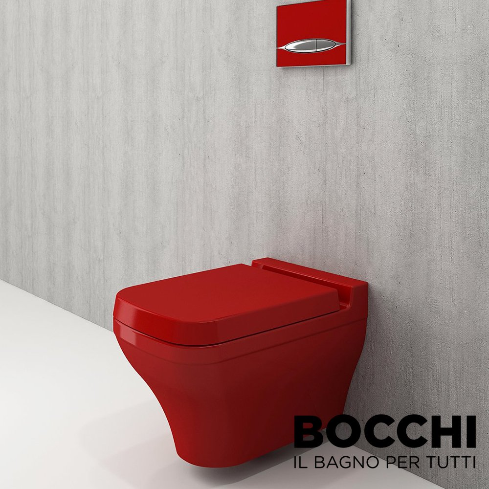 BOCCHI  Scala Arch Asma Klozet Kapak, Kırmızı Yavaş Kapanan Klozet Kapağı