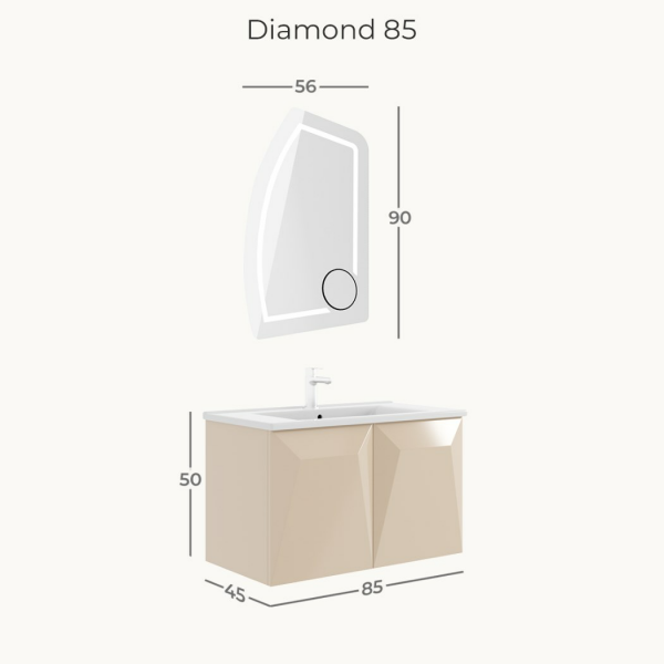Belinza Diamond 85 cm Banyo Dolabı Antrasit