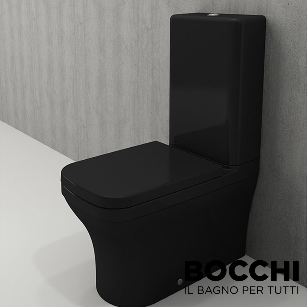 BOCCHI Scala Arch Klozet Rezervuar Kombinasyon, Parlak Siyah Kapak Dahil