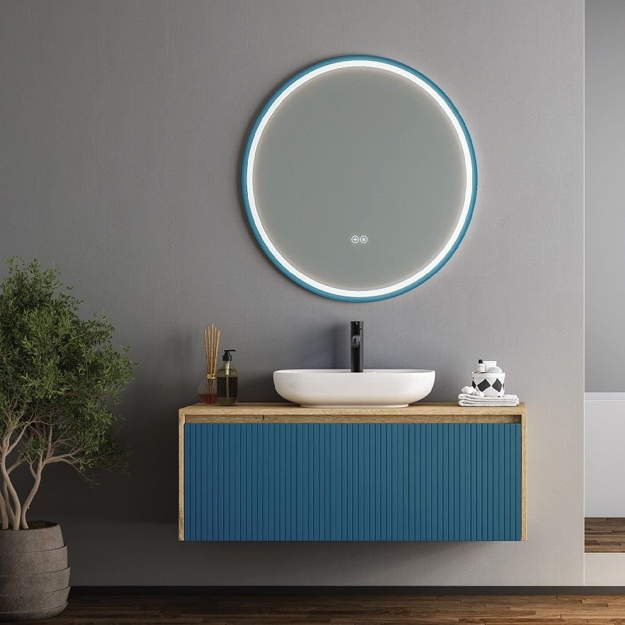 FYM Alice 120 cm Veli Meşe-Azure Mavi Banyo Dolabı