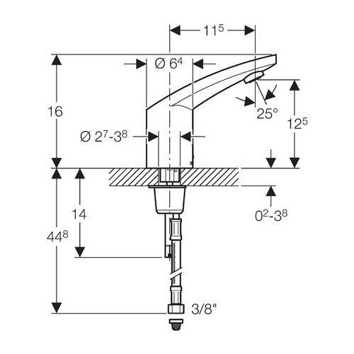 Geberit Type 185 Tek Su Girişli  Fotoselli Lavabo Bataryası Elektrikli