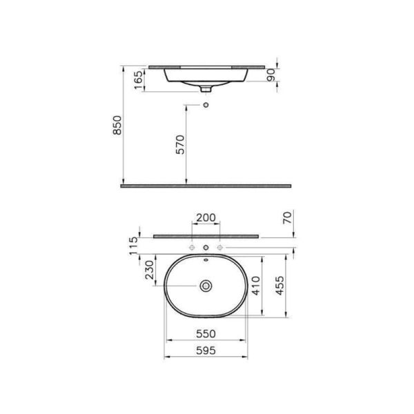 Vitra Metropole Tezgah Altı Yuvarlak Lavabo, 57 cm