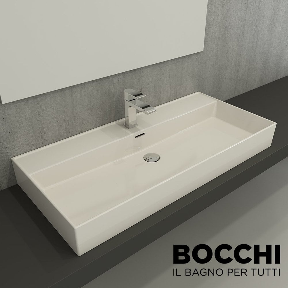 BOCCHİ Milano Lavabo 100 cm Parlak Bisküvi