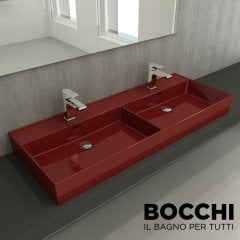 BOCCHI Milano Çift Gözlü Lavabo 120 cm Parlak Kırmızı