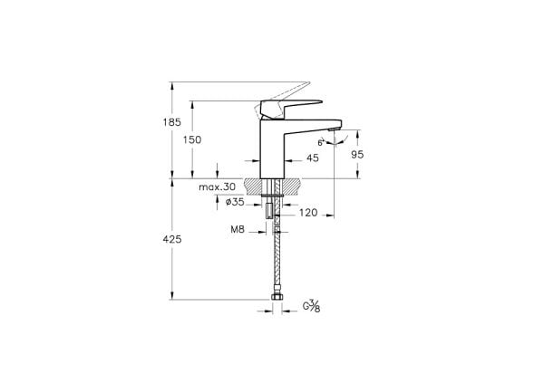 Artema Root Square Lavabo Bataryası Fırçalı Nikel