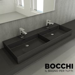 BOCCHI Milano Çift Gözlü Lavabo 120 cm Mat Antrasit