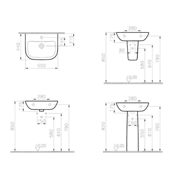 VitrA S20 Standart Lavabo, 55 cm