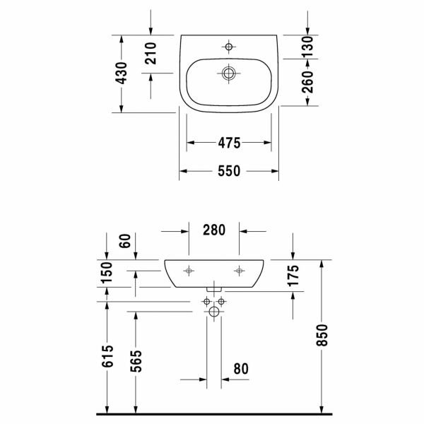 Duravit D-Code Bedensel Engelli  Lavabo 60 cm