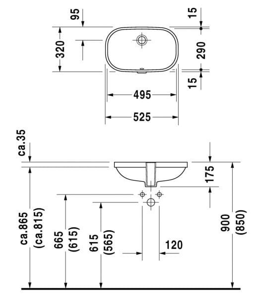 Duravit D-Code Tezgahaltı Lavabo 50 cm