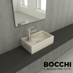 BOCCHİ Milano Dar Sol Lavabo 37 cm Parlak Bisküvi