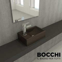 BOCCHİ Milano Dar Sol Lavabo 37 cm Mat Kahve