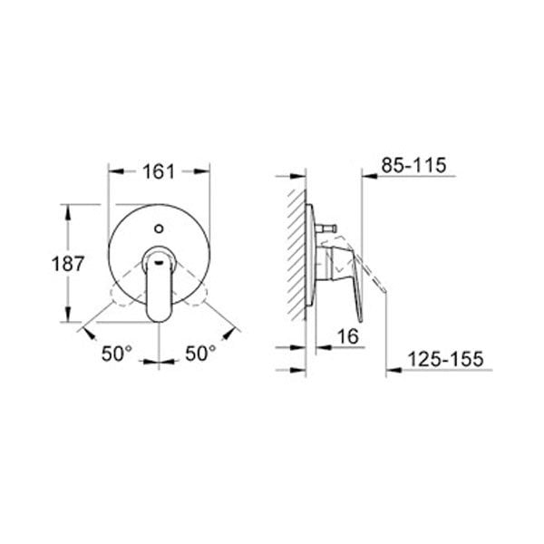 Grohe Eurocosmo Ankastre Banyo/Duş Bataryası