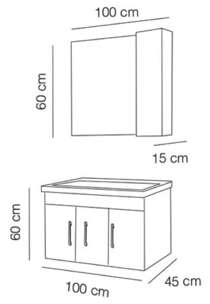 Fym Rosa100 cm Banyo Dolabı Beyaz