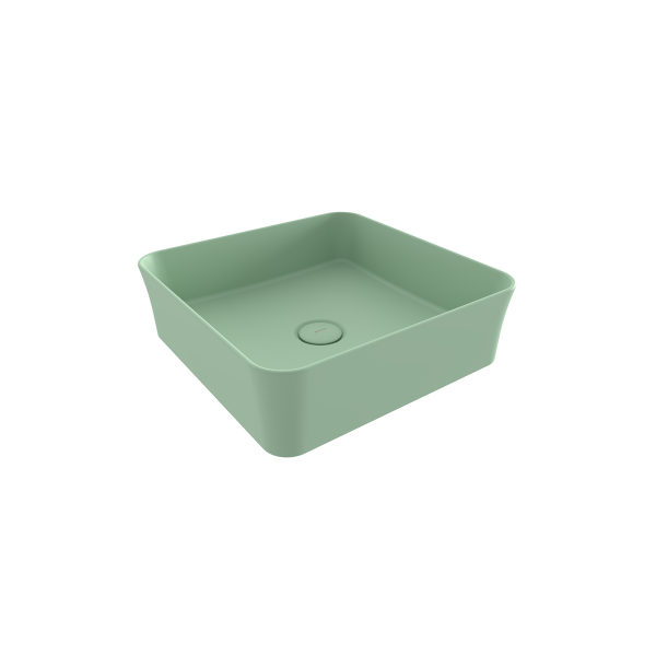 BOCCHI Slim Line Kare Tezgah Üstü Lavabo 38 cm, Mat Mint Yeşil